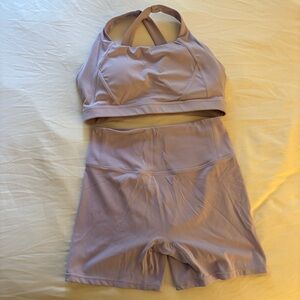 Women's Lavender Sports Bra and Shorts Set